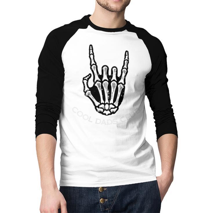 Cool Dads Club Skeleton Rock Pocket Fathers Day Rocker Hand Men Baseball Raglan Shirt
