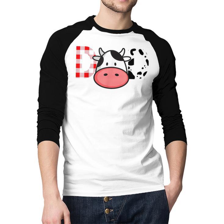 Cow Mom Or Dad Birthday Farm Birthday Party Men Baseball Raglan Shirt