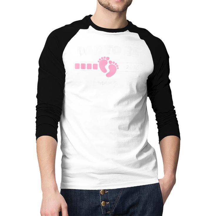 Dad To Be 2026 Loading Pink Little Girl Pregnancy Reveal Men Baseball Raglan Shirt