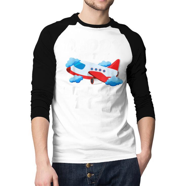 Dad Of The Birthday Boy Airplane Men Baseball Raglan Shirt