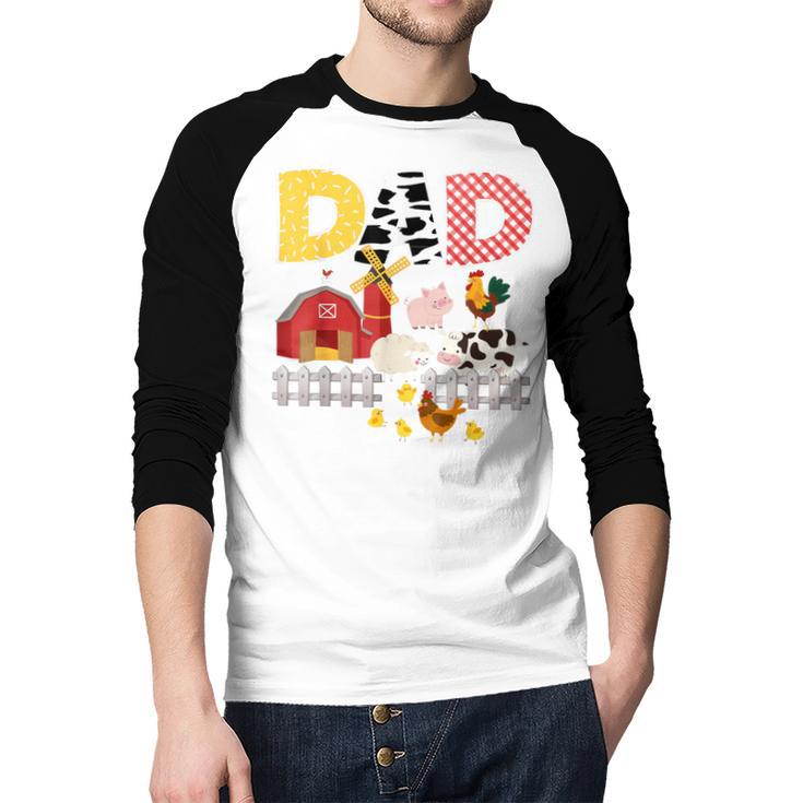 Dad Birthday Boy Farm Animal Farming Farmer Family B-Day Men Baseball Raglan Shirt