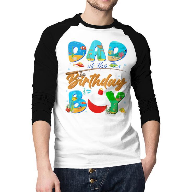 Dad Of The Birthday Boy Ofishally One Family Matching Party Men Baseball Raglan Shirt