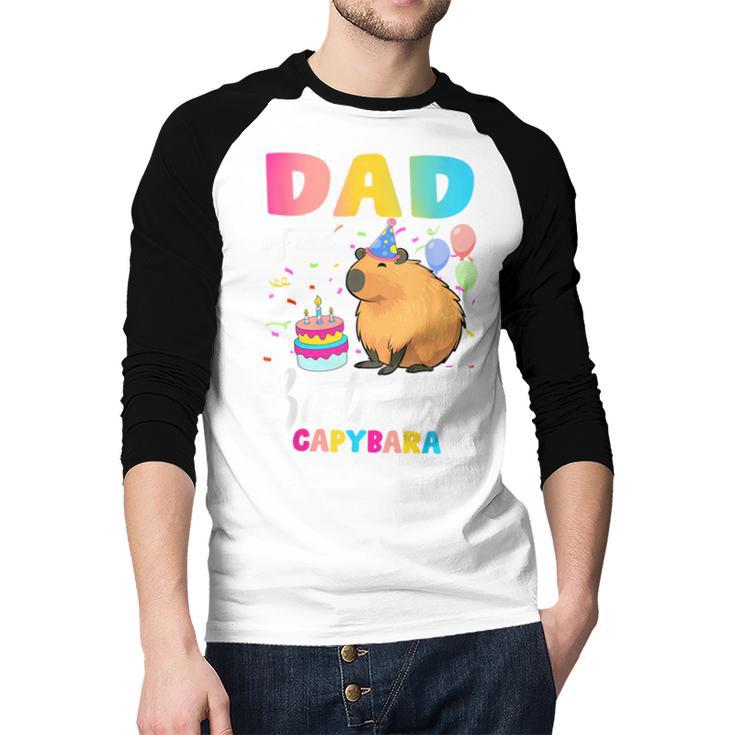 Dad Of The Birthday Capybara Girl Bday Party Family Men Baseball Raglan Shirt