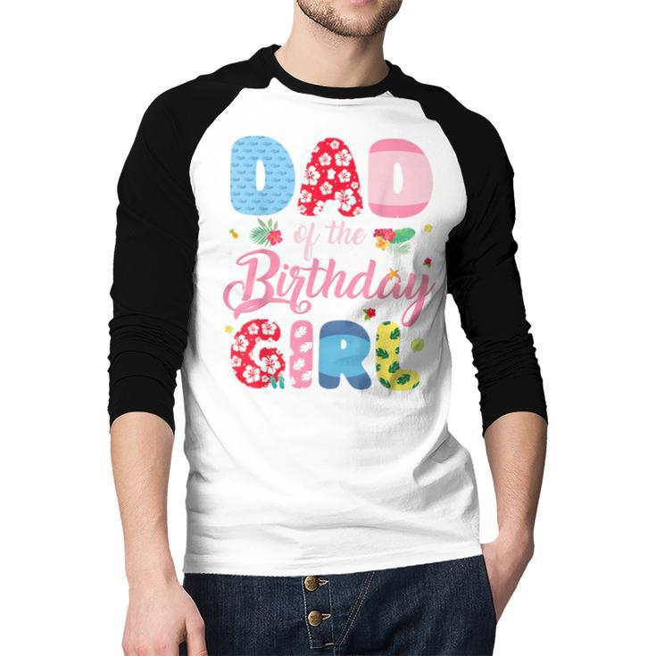 Dad Of The Birthday Girl Family Summer Beach Birthday Party Men Baseball Raglan Shirt