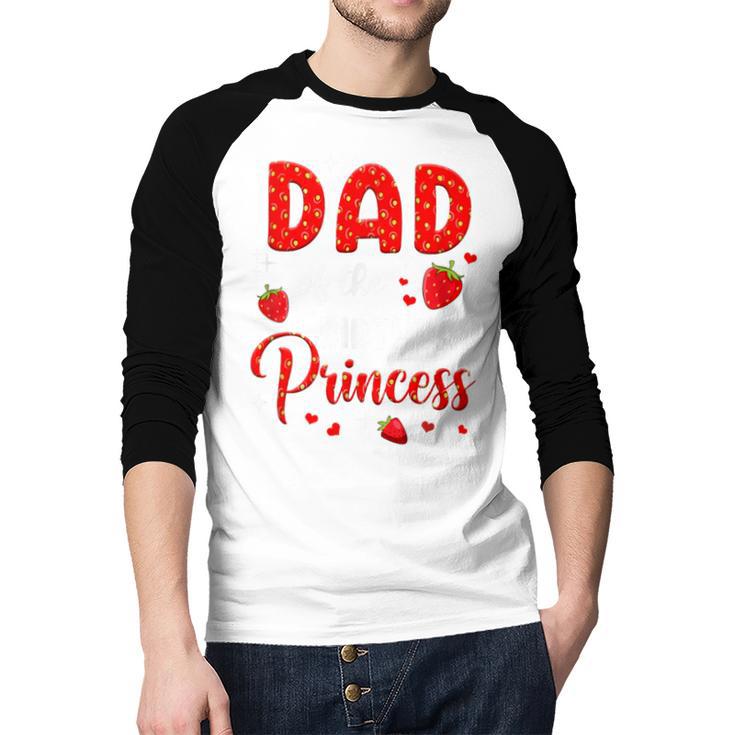 Dad Of The Birthday Princess Strawberry Theme Bday Party Men Baseball Raglan Shirt
