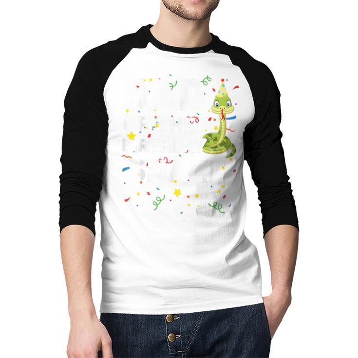 Dad Of The Birthday Snake Themed Birthday Party Men Baseball Raglan Shirt