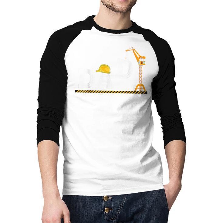 Dad Construction Excavator Family Matching Bday Party Men Baseball Raglan Shirt