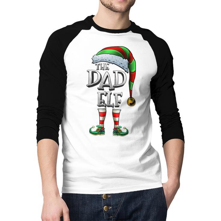 The Dad Elf Shirt Matching Family Dad Christmas Elf Men Baseball Raglan Shirt