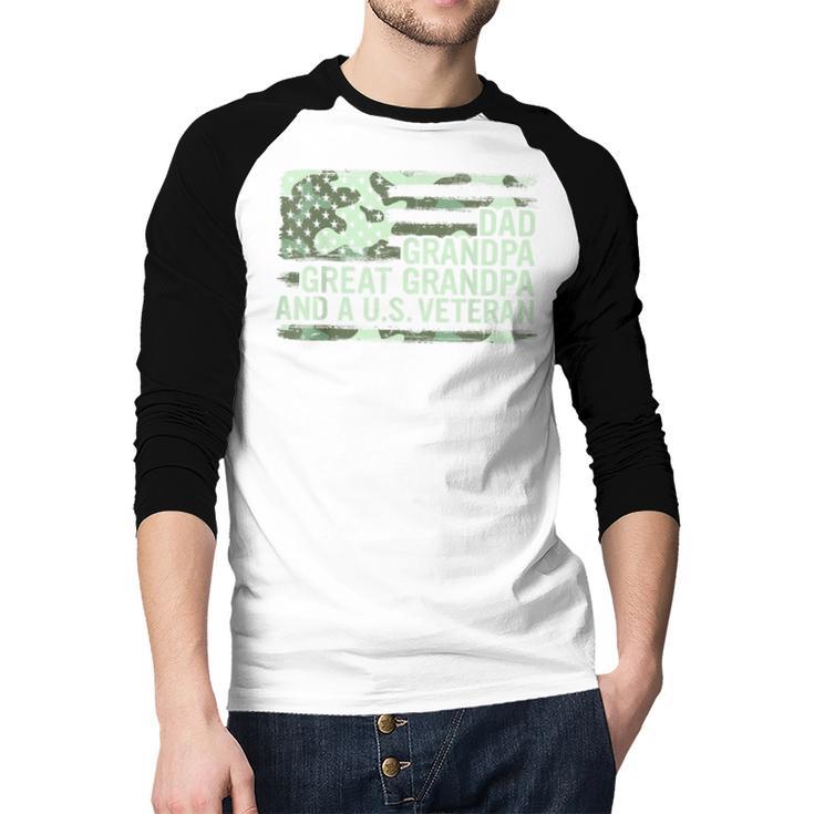 Dad Grandpa Great Grandpa Veteran Fathers Day Great Grandpa Men Baseball Raglan Shirt