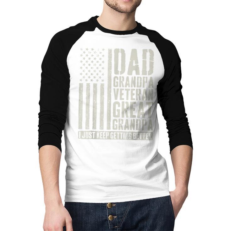 Dad Grandpa Veteran Great Grandpa Men Baseball Raglan Shirt