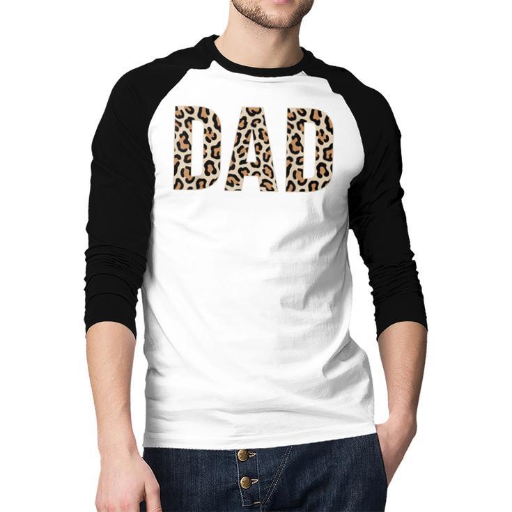 Dad Leopard Print Fathers Day Men Baseball Raglan Shirt