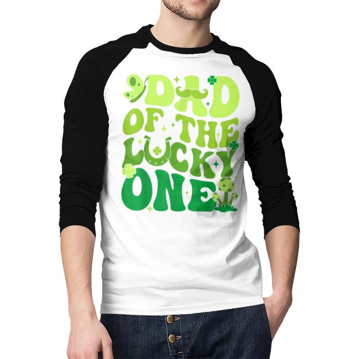 Dad Of The Lucky One Saint Patrick's Day Children Birthday Men Baseball Raglan Shirt