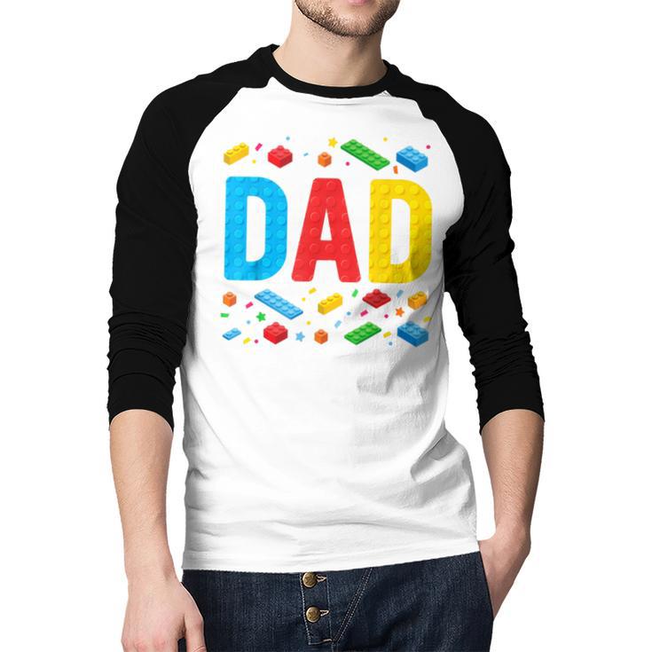 Dad Master Builder Building Bricks Blocks Family Fathers Day Men Baseball Raglan Shirt