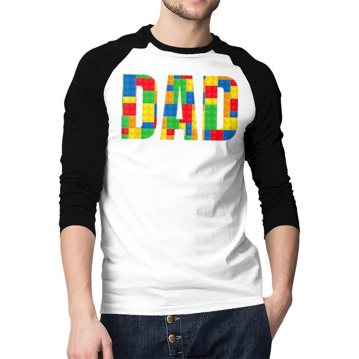 Dad Parent Brick Master Builder Building Blocks Set FamilyMen Baseball Raglan Shirt