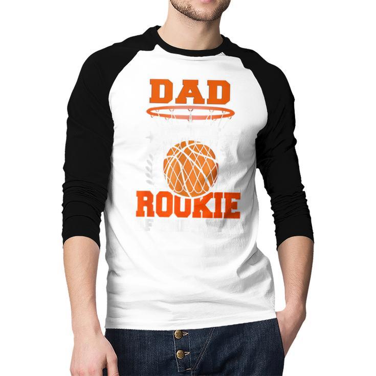 Dad Of Rookie 1st Basketball Bday Theme Matching Men Baseball Raglan Shirt
