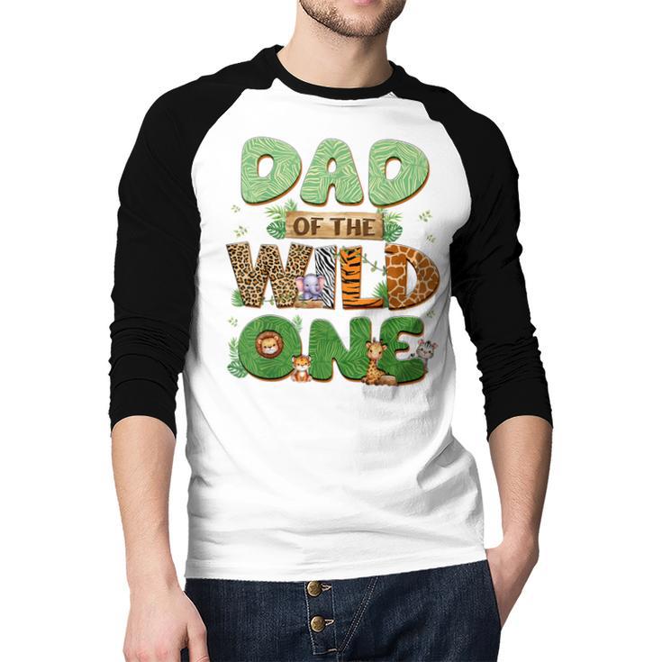 Dad Of The Wild One Birthday Family Matching Party Decor Men Baseball Raglan Shirt