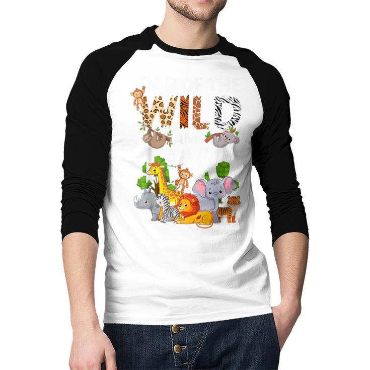 Dad Of The Wild Two Zoo 2nd Birthday Safari Jungle Animal Men Baseball Raglan Shirt