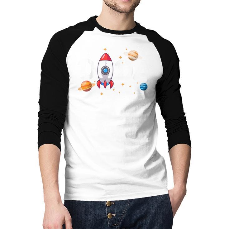 Dada Of The Birthday Boy Space Astronaut 1st Birthday Family Men Baseball Raglan Shirt