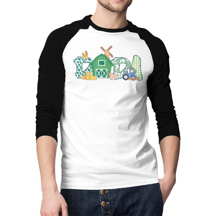 Dada Farm Animal Birthday Family Matching Party Dad Father Men Baseball Raglan Shirt