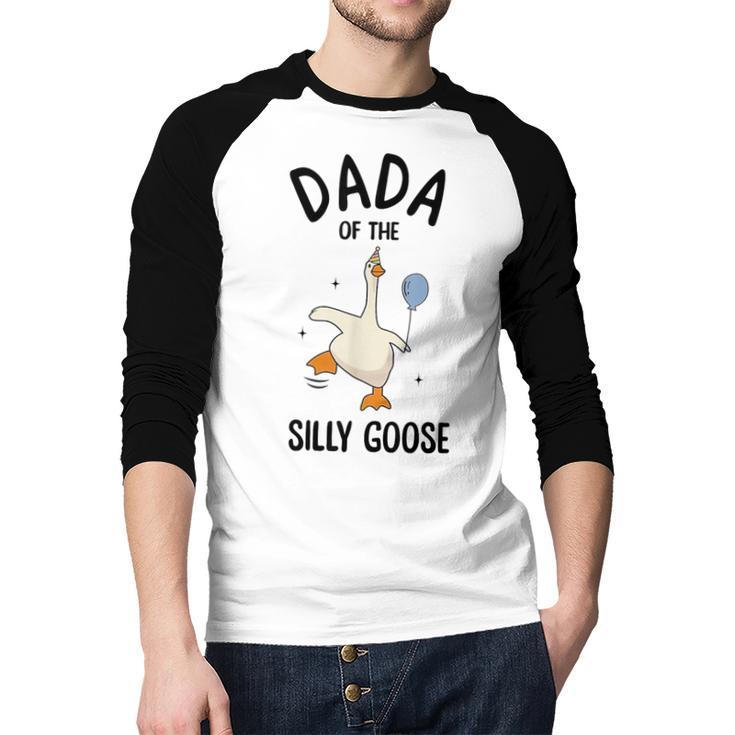 Dada Of The Silly Goose First Birthday Family Matching Men Baseball Raglan Shirt