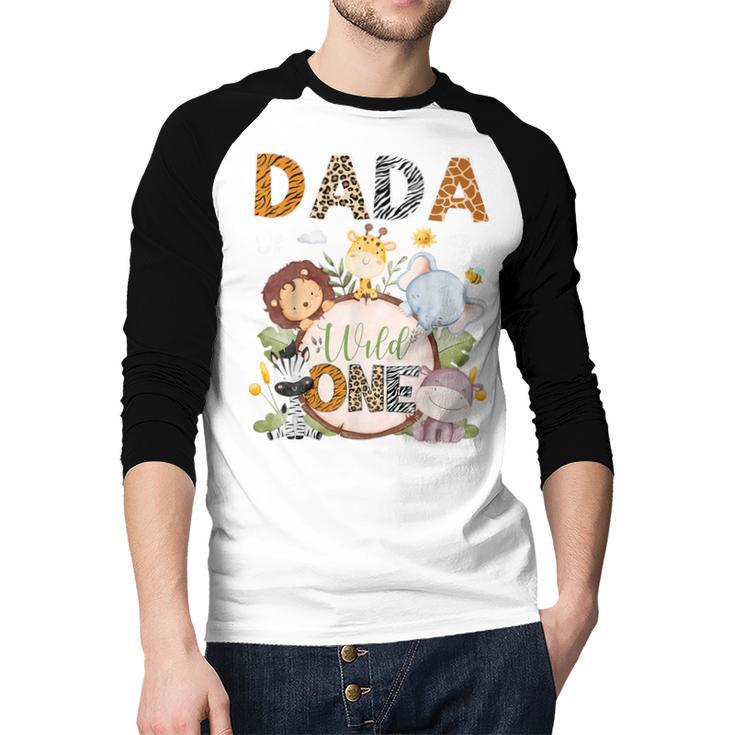 Dada Of The Wild One 1St Birthday Safari Jungle Animals Men Baseball Raglan Shirt
