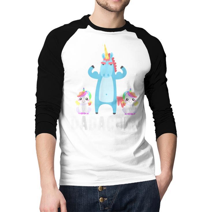 Dadacorn Unicorn Lover Tee For Papa Dad And Kid Men Baseball Raglan Shirt
