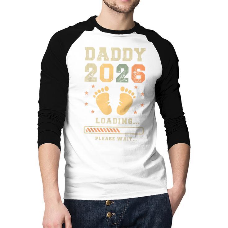 Daddy 2026 Loading Baby Announcement Expecting Dad To Be Men Baseball Raglan Shirt