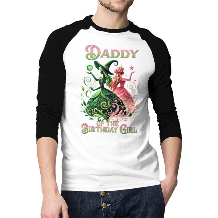 Daddy Of The Birthday Girl Pink And Green Family Matching Men Baseball Raglan Shirt
