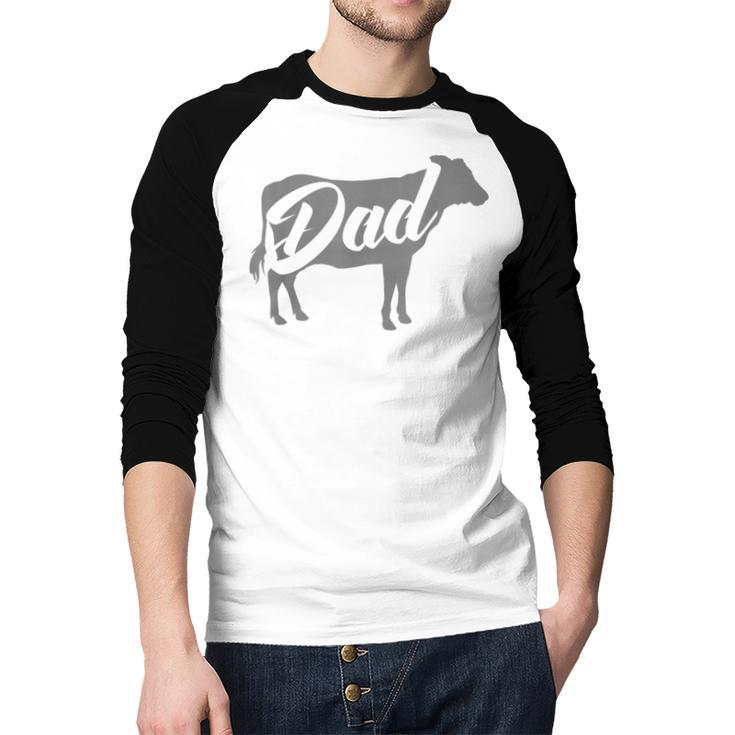 Daddy Cow For Dad's Who Lover Cows Men Baseball Raglan Shirt