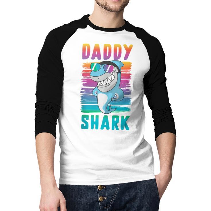Daddy Shark Retro Vintage Dad Men Baseball Raglan Shirt Daddy Shark Retro Vintage Dad Men Baseball Raglan Shirt