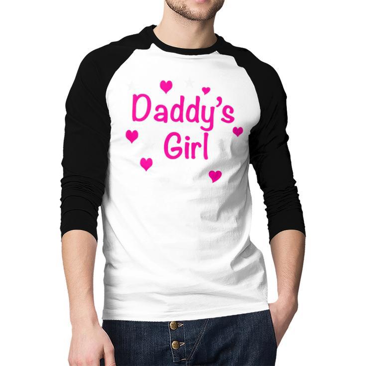 Daddy's Girl Shirt With Pink Lettering Men Baseball Raglan Shirt