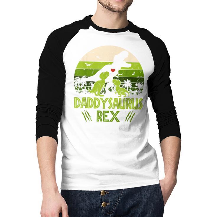 Daddysaurus Rex 2 Kids Sunset Tshirt For Fathers Day Men Baseball Raglan Shirt Daddysaurus Rex 2 Kids Sunset Tshirt For Fathers Day Men Baseball Raglan Shirt