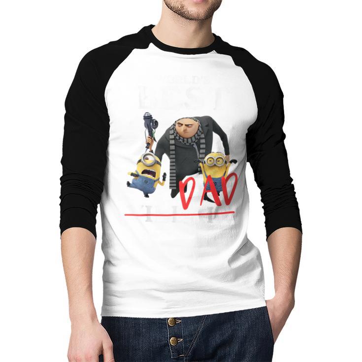 Despicable Me Minions Father's Day World's Best Dad Villain Men Baseball Raglan Shirt