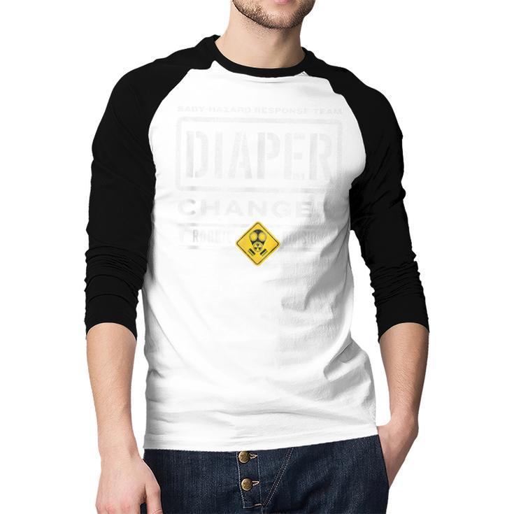 Diaper Changer Duty Expecting Baby New Dad Mom Men Baseball Raglan Shirt