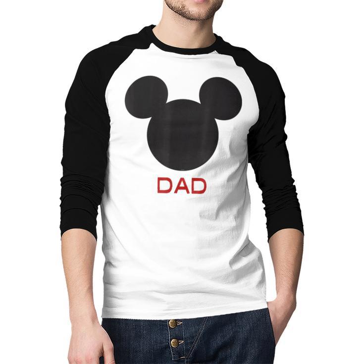 Disney Mickey Mouse Dad Family Small Men Baseball Raglan Shirt