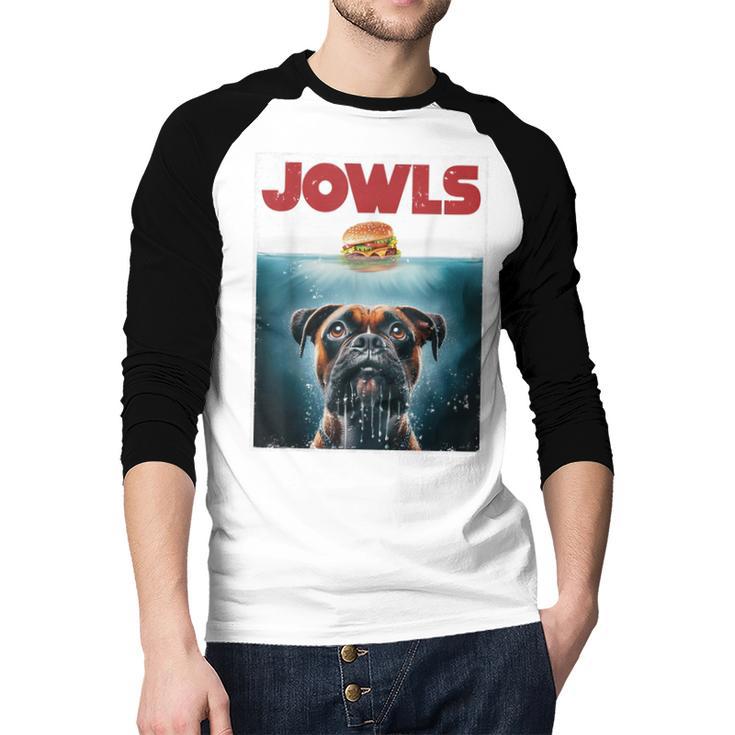 Drooling Boxer Jowls Fawn Dog Mom Dog Dad Burger Men Baseball Raglan Shirt