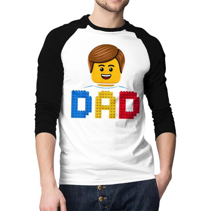 Family Dad Master Builder Building Bricks Blocks Fathers Day Men Baseball Raglan Shirt