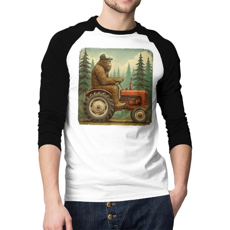 Farmer Men Tractor Rancher Farm Dad Distressed Men Baseball Raglan Shirt