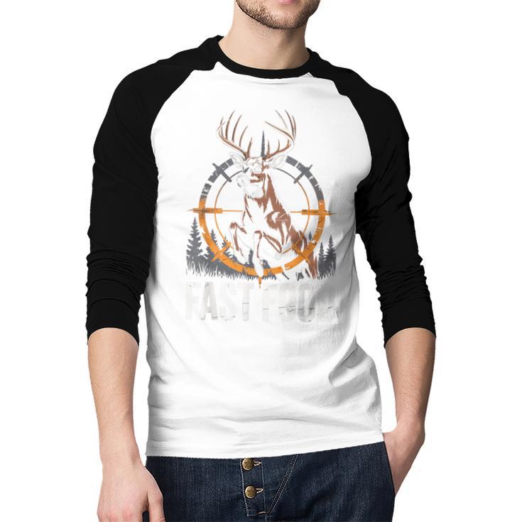 Fast Food Deer Hunting Hunter Dad Tail Buck Men Baseball Raglan Shirt