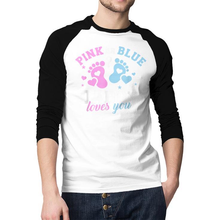Gender Reveal Daddy Dad Men Baseball Raglan Shirt