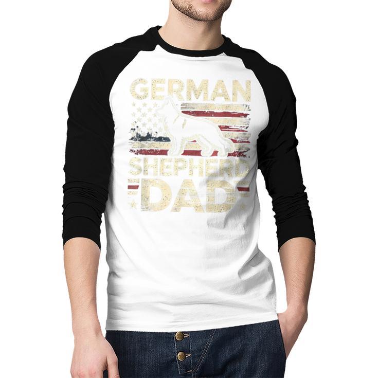 German Shepherd Dad Shirt American Flag German Shepherds Men Baseball Raglan Shirt