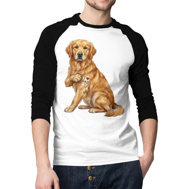 Golden Retriever I Love Dad Dog Dad Father's Day Men Baseball Raglan Shirt
