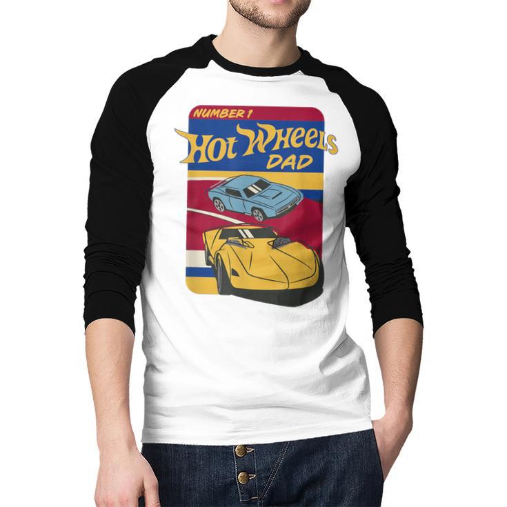 Hot Wheels Father's Day Number 1 Dad Men Baseball Raglan Shirt
