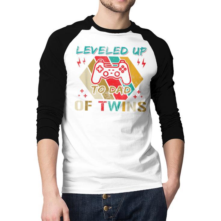 Leveled Up To Dad Of Twins Video Gamer Gaming Men Baseball Raglan Shirt Leveled Up To Dad Of Twins Video Gamer Gaming Men Baseball Raglan Shirt
