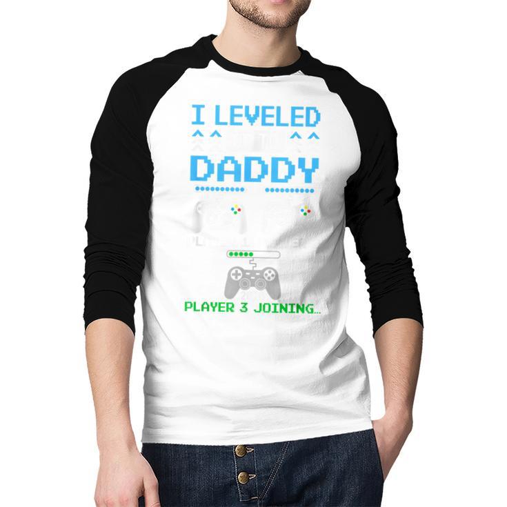 Leveled Up To Daddy Again Gamer Dad Est 2026 Men Baseball Raglan Shirt