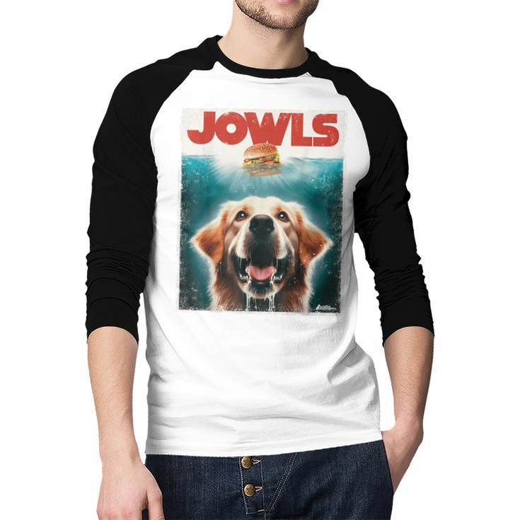 Light Golden Retriever Jowls Top Paws Cream Lab Dog Mom Dad Men Baseball Raglan Shirt