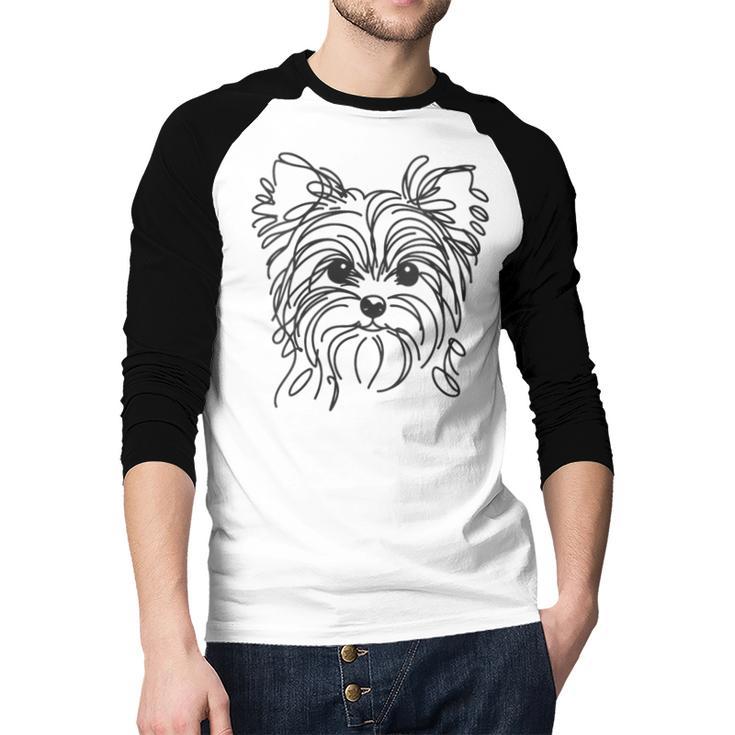 Line Art Dad Mom Dog Teecup Yorkie Men Baseball Raglan Shirt