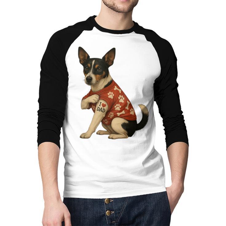 I Love Dad Tattoo Rat Terrier Dad Men Baseball Raglan Shirt