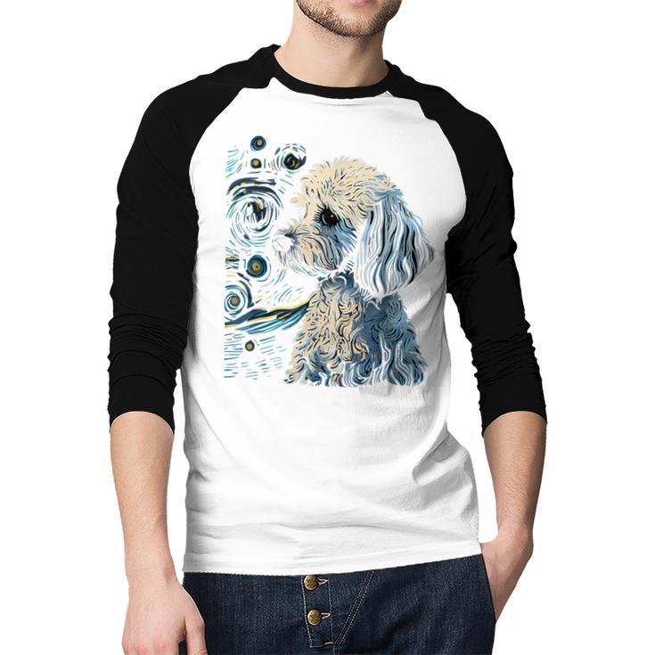 Maltipoo Starry Night Van Gogh Maltipoo Mom Dad Owner Men Baseball Raglan Shirt