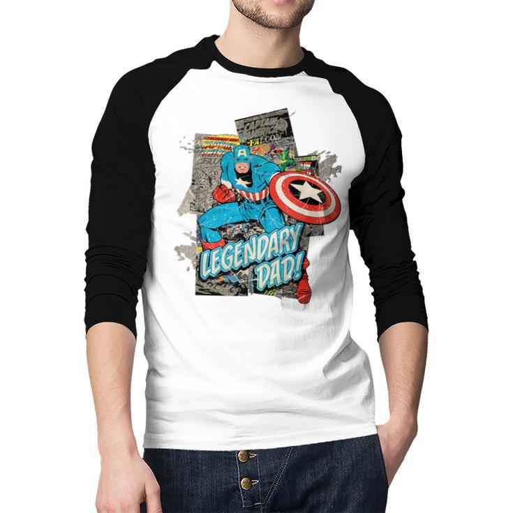 Marvel Captain America Legendary Dad Father's Day Men Baseball Raglan Shirt Marvel Captain America Legendary Dad Father's Day Men Baseball Raglan Shirt